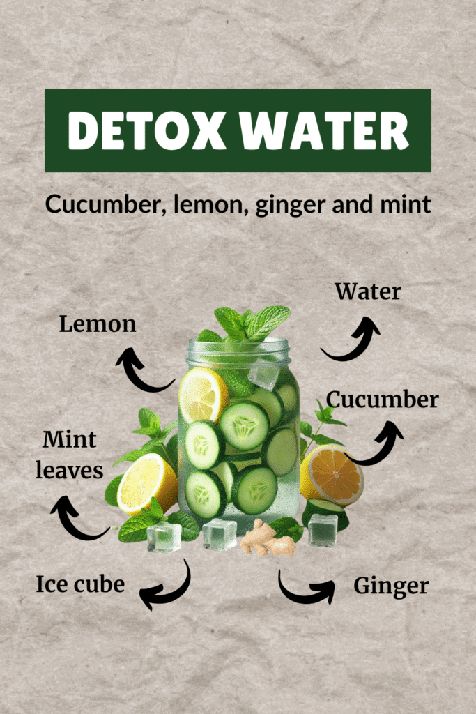 Detox Water Recipe with Cucumber, Lemon & Ginger